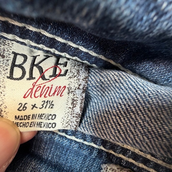 BKE Payton Bootcut Jeans Womens 26R (Fits 29x30) Blue Low Rise Raw Hem Stretch - Picture 13 of 15